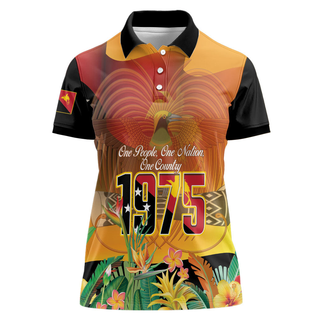 Personalised Papua New Guinea Independence Day Women Polo Shirt One People One Nation One Country LT14 Female Multicolor - Polynesian Pride