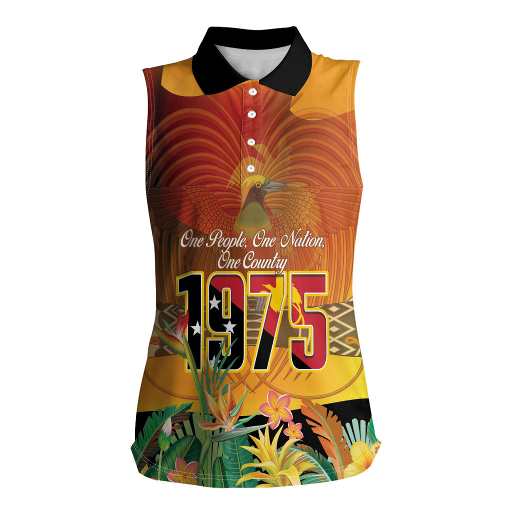 Personalised Papua New Guinea Independence Day Women Sleeveless Polo Shirt One People One Nation One Country LT14 Female Multicolor - Polynesian Pride