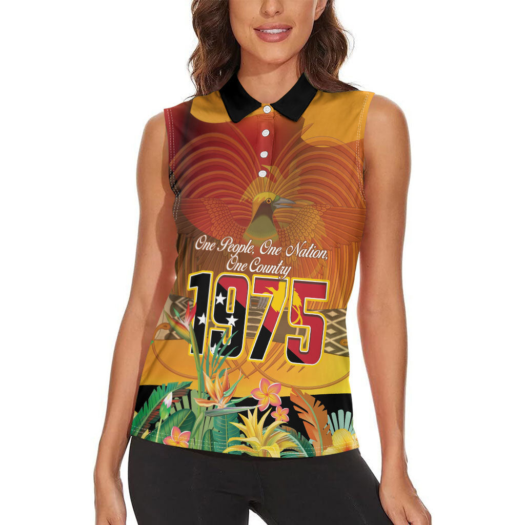 Personalised Papua New Guinea Independence Day Women Sleeveless Polo Shirt One People One Nation One Country LT14 - Polynesian Pride
