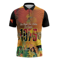 Personalised Papua New Guinea Independence Day Zipper Polo Shirt One People One Nation One Country LT14 Multicolor - Polynesian Pride