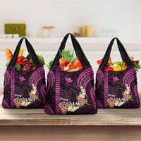 Pink Hawaii Grocery Bag Pray For Maui Hawaiian Plumeria Be Strong LT14 3-pack One Size Pink - Polynesian Pride