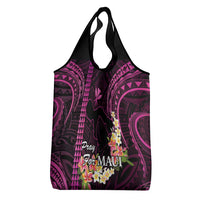 Pink Hawaii Grocery Bag Pray For Maui Hawaiian Plumeria Be Strong LT14 - Polynesian Pride