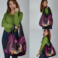 Pink Hawaii Grocery Bag Pray For Maui Hawaiian Plumeria Be Strong LT14 - Polynesian Pride