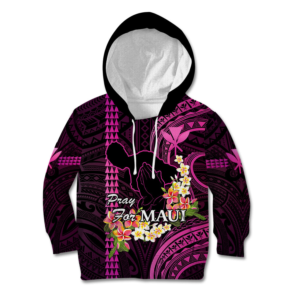 Hawaii Kid Hoodie Pray For Maui Hawaiian Plumeria Be Strong Pink Verison LT14 Pink - Polynesian Pride