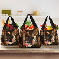 Gold Hawaii Grocery Bag Pray For Maui Hawaiian Plumeria Be Strong LT14 3-pack One Size Gold - Polynesian Pride