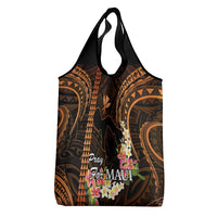 Gold Hawaii Grocery Bag Pray For Maui Hawaiian Plumeria Be Strong LT14 - Polynesian Pride