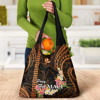 Gold Hawaii Grocery Bag Pray For Maui Hawaiian Plumeria Be Strong LT14 - Polynesian Pride