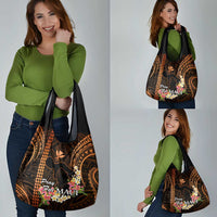 Gold Hawaii Grocery Bag Pray For Maui Hawaiian Plumeria Be Strong LT14 - Polynesian Pride