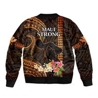Hawaii Sleeve Zip Bomber Jacket Pray For Maui Hawaiian Plumeria Be Strong Gold Verison LT14 - Polynesian Pride
