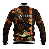 Personalised Hawaii Baseball Jacket Pray For Maui Hawaiian Plumeria Be Strong Gold Verison LT14 - Polynesian Pride