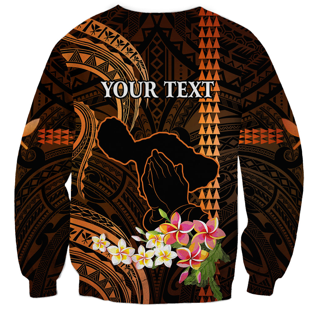 Personalised Hawaii Sweatshirt Pray For Maui Hawaiian Plumeria Be Strong Gold Verison LT14 - Polynesian Pride