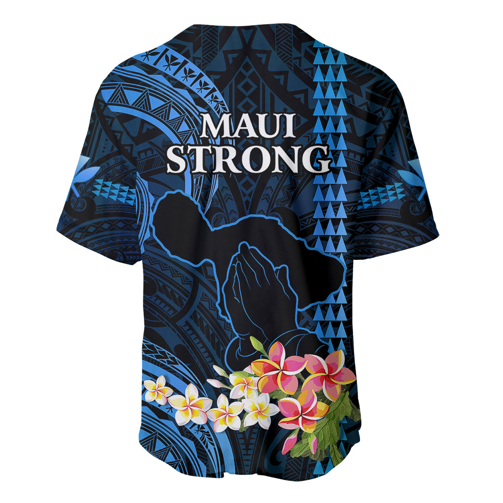 Hawaii Baseball Jersey Pray For Maui Hawaiian Plumeria Be Strong Blue Verison LT14 - Polynesian Pride