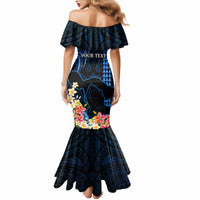 Personalised Hawaii Mermaid Dress Pray For Maui Hawaiian Plumeria Be Strong Blue Verison LT14 - Polynesian Pride