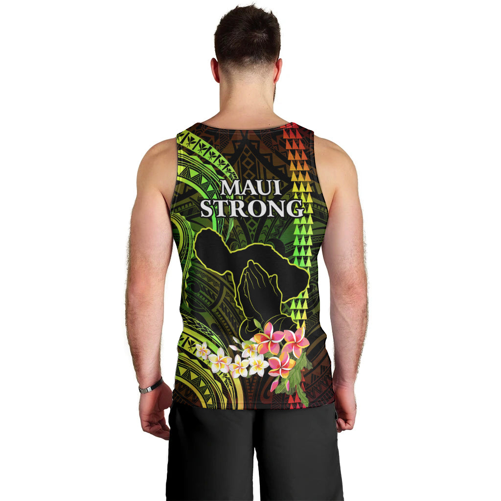 Hawaii Men Tank Top Pray For Maui Hawaiian Plumeria Be Strong Reggae Verison LT14 - Polynesian Pride