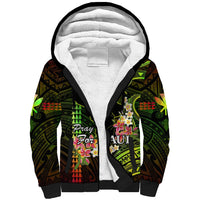 Personalised Hawaii Sherpa Hoodie Pray For Maui Hawaiian Plumeria Be Strong Reggae Verison LT14 Unisex Reggae - Polynesian Pride