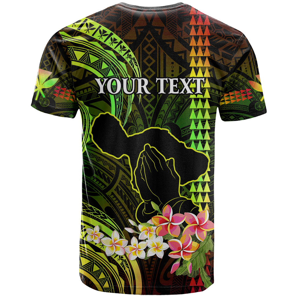 Personalised Hawaii T Shirt Pray For Maui Hawaiian Plumeria Be Strong Reggae Verison LT14 - Polynesian Pride
