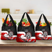 Te Reo Maori New Zealand Grocery Bag Kia Kaha Maori Fern With Tino Rangatiratanga LT14 3-pack One Size Red - Polynesian Pride