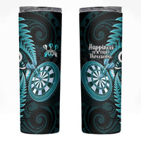 New Zealand Darts Skinny Tumbler Happiness Is A Tight Threesome Maori Turquoise LT14 Turquoise - Polynesian Pride