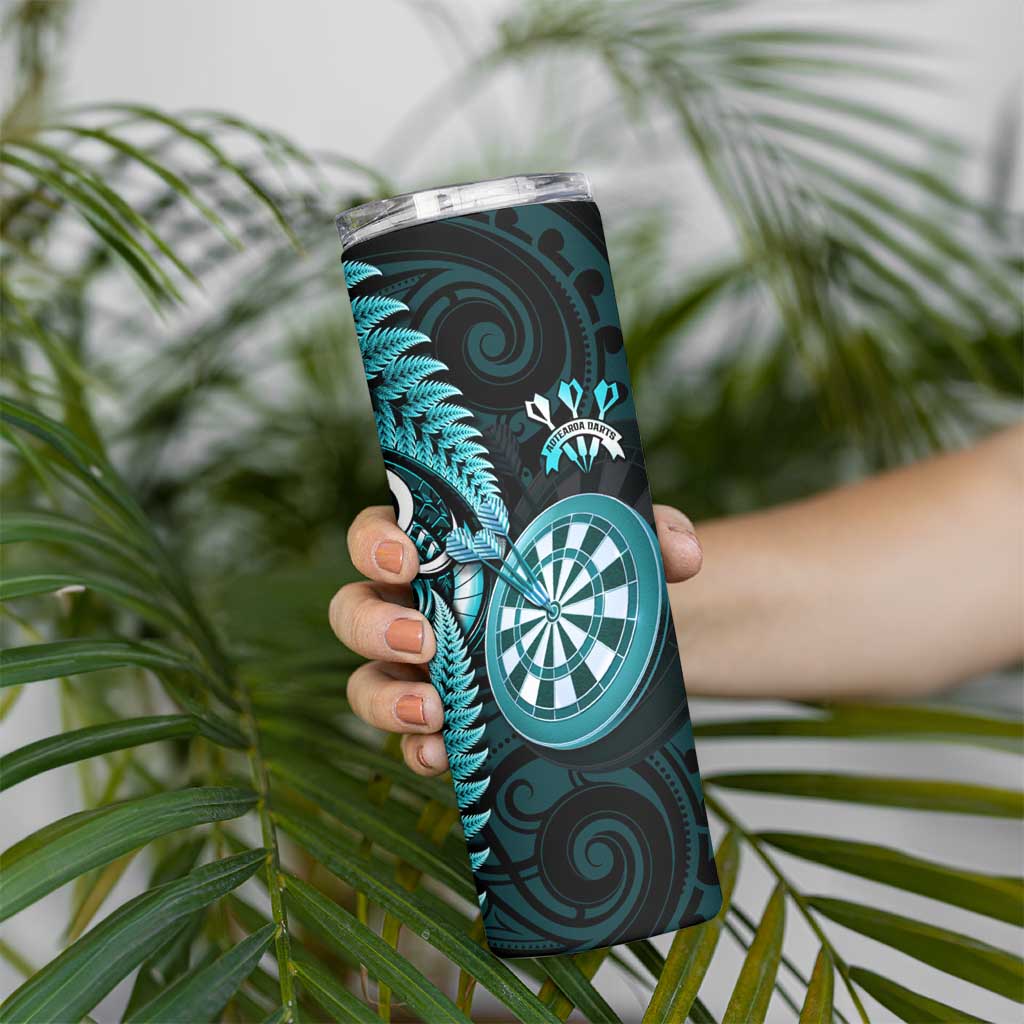 New Zealand Darts Skinny Tumbler Happiness Is A Tight Threesome Maori Turquoise LT14 - Polynesian Pride
