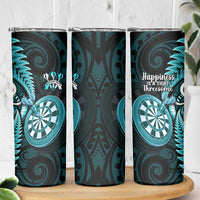 New Zealand Darts Skinny Tumbler Happiness Is A Tight Threesome Maori Turquoise LT14 - Polynesian Pride