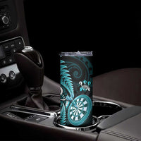 New Zealand Darts Skinny Tumbler Happiness Is A Tight Threesome Maori Turquoise LT14 - Polynesian Pride