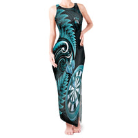 New Zealand Darts Tank Maxi Dress Happiness Is A Tight Threesome Maori Turquoise LT14 Women Turquoise - Polynesian Pride