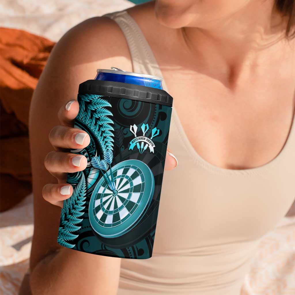 Personalised New Zealand Darts 4 in 1 Can Cooler Tumbler Happiness Is A Tight Threesome Maori Turquoise LT14 - Polynesian Pride