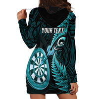 Personalised New Zealand Darts Hoodie Dress Happiness Is A Tight Threesome Maori Turquoise LT14 - Polynesian Pride