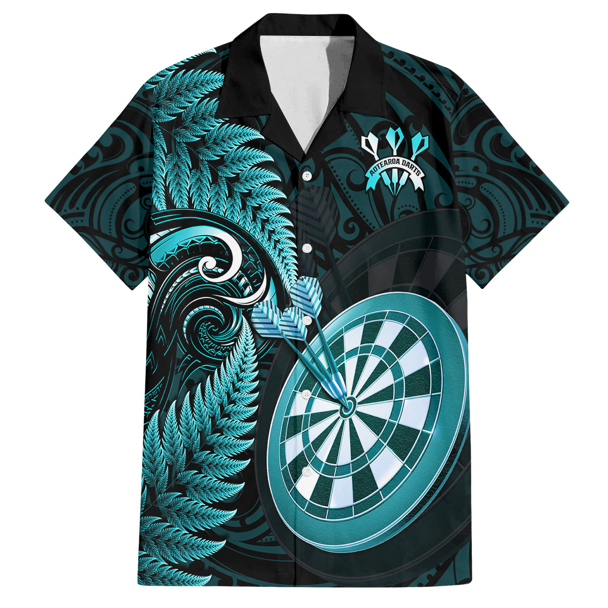 Personalised New Zealand Darts Kid Hawaiian Shirt Happiness Is A Tight Threesome Maori Turquoise LT14 Kid Turquoise - Polynesian Pride