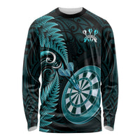 Personalised New Zealand Darts Long Sleeve Shirt Happiness Is A Tight Threesome Maori Turquoise LT14 Unisex Turquoise - Polynesian Pride