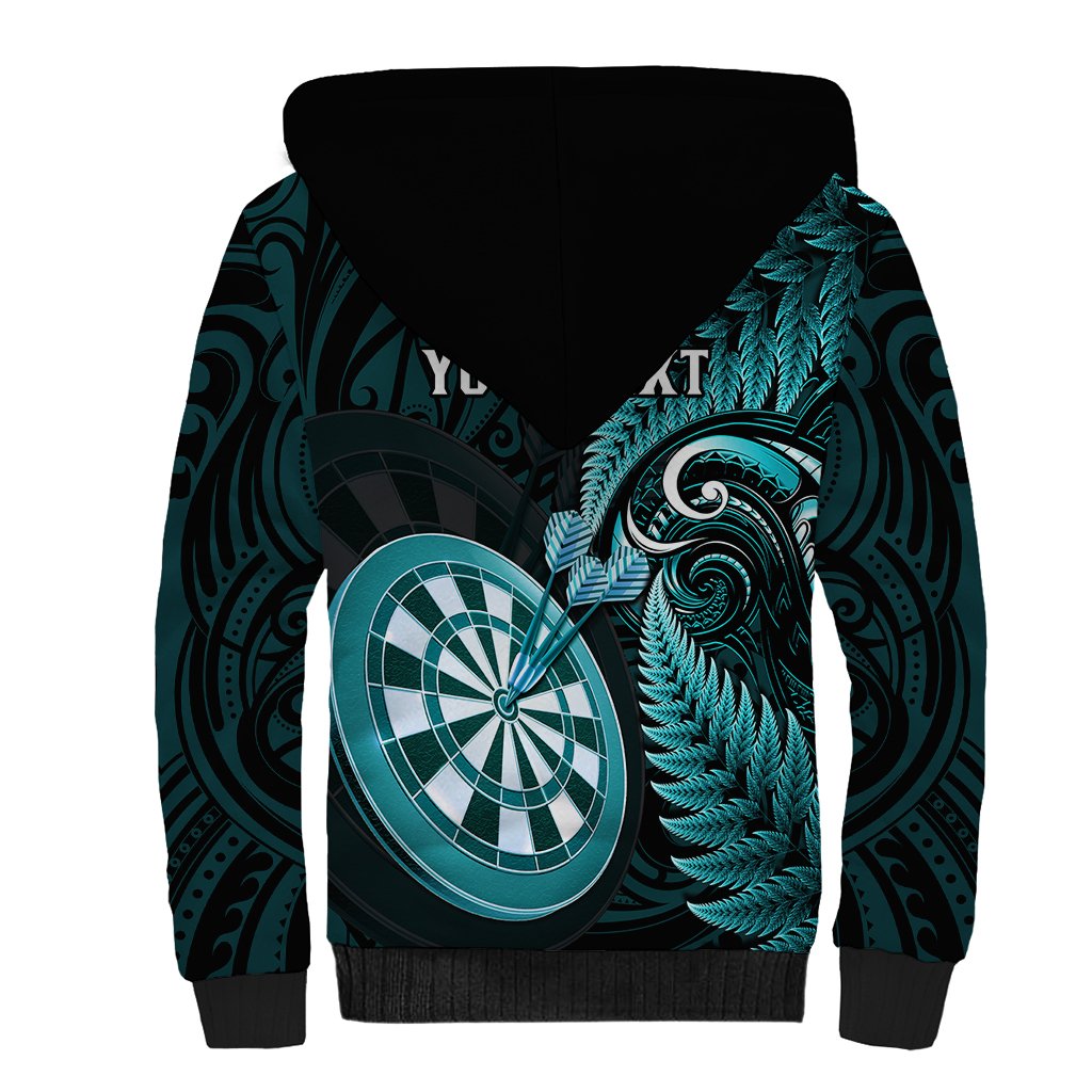 Personalised New Zealand Darts Sherpa Hoodie Happiness Is A Tight Threesome Maori Turquoise LT14 - Polynesian Pride