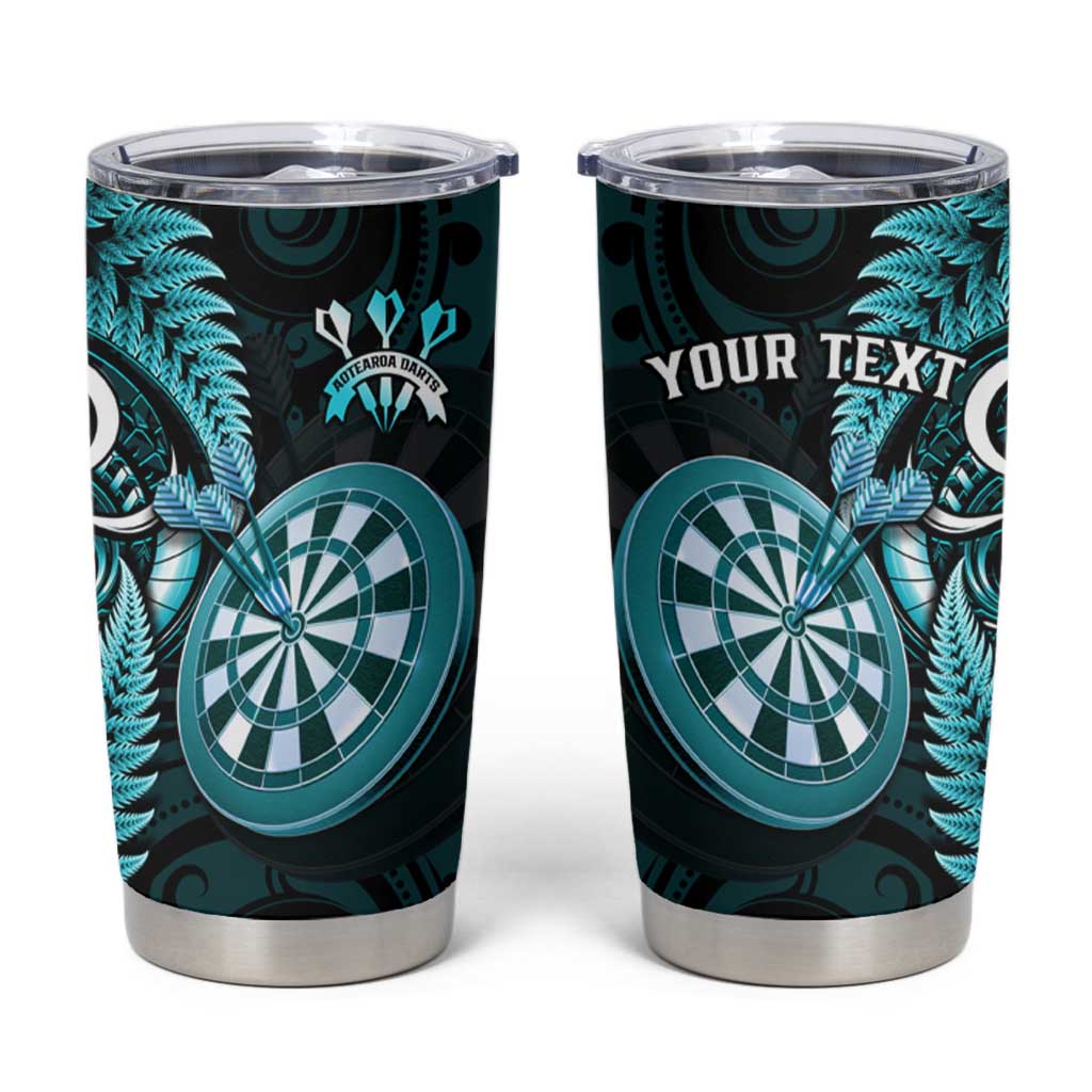 Personalised New Zealand Darts Tumbler Cup Happiness Is A Tight Threesome Maori Turquoise LT14 Turquoise - Polynesian Pride