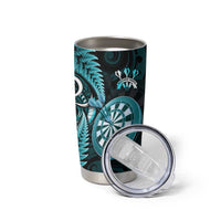 Personalised New Zealand Darts Tumbler Cup Happiness Is A Tight Threesome Maori Turquoise LT14 - Polynesian Pride
