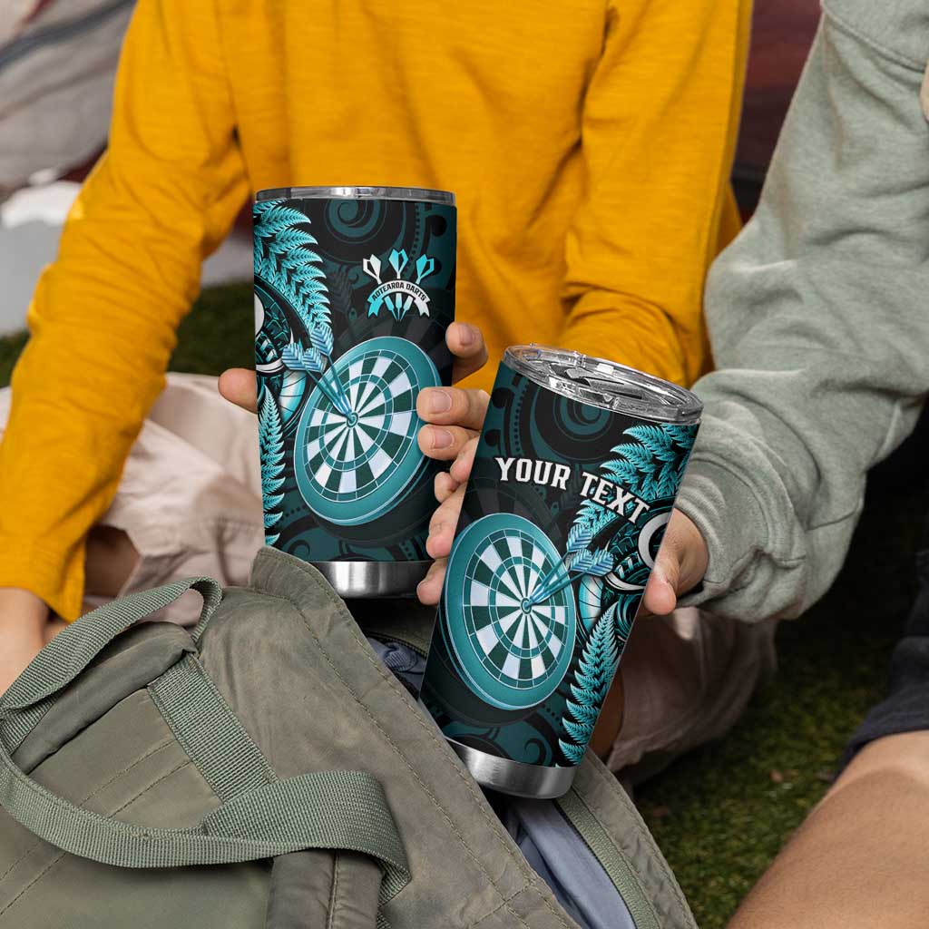 Personalised New Zealand Darts Tumbler Cup Happiness Is A Tight Threesome Maori Turquoise LT14 - Polynesian Pride