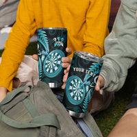 Personalised New Zealand Darts Tumbler Cup Happiness Is A Tight Threesome Maori Turquoise LT14 - Polynesian Pride
