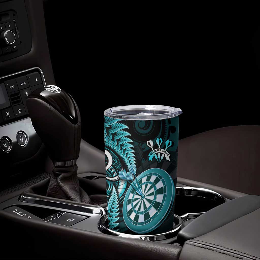 Personalised New Zealand Darts Tumbler Cup Happiness Is A Tight Threesome Maori Turquoise LT14 - Polynesian Pride