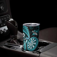 Personalised New Zealand Darts Tumbler Cup Happiness Is A Tight Threesome Maori Turquoise LT14 - Polynesian Pride