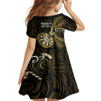 New Zealand Darts Family Matching Summer Maxi Dress and Hawaiian Shirt Happiness Is A Tight Threesome Maori Gold LT14 - Polynesian Pride