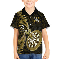 New Zealand Darts Family Matching Summer Maxi Dress and Hawaiian Shirt Happiness Is A Tight Threesome Maori Gold LT14 Son's Shirt Gold - Polynesian Pride
