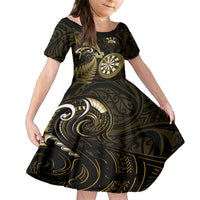 New Zealand Darts Kid Short Sleeve Dress Happiness Is A Tight Threesome Maori Gold LT14 KID Gold - Polynesian Pride