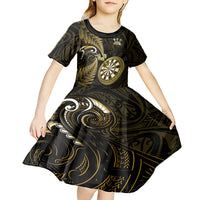 New Zealand Darts Kid Short Sleeve Dress Happiness Is A Tight Threesome Maori Gold LT14 - Polynesian Pride