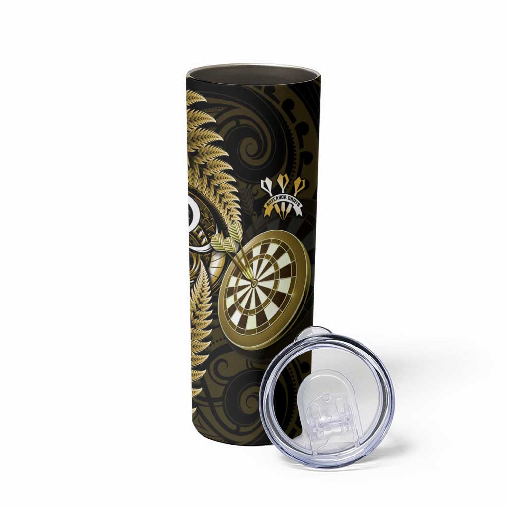 New Zealand Darts Skinny Tumbler Happiness Is A Tight Threesome Maori Gold LT14 - Polynesian Pride