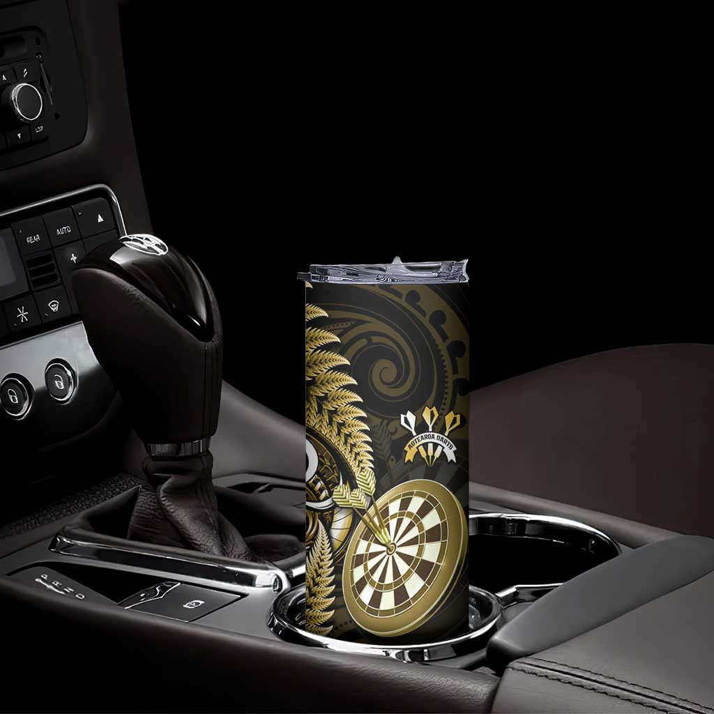 New Zealand Darts Skinny Tumbler Happiness Is A Tight Threesome Maori Gold LT14 - Polynesian Pride