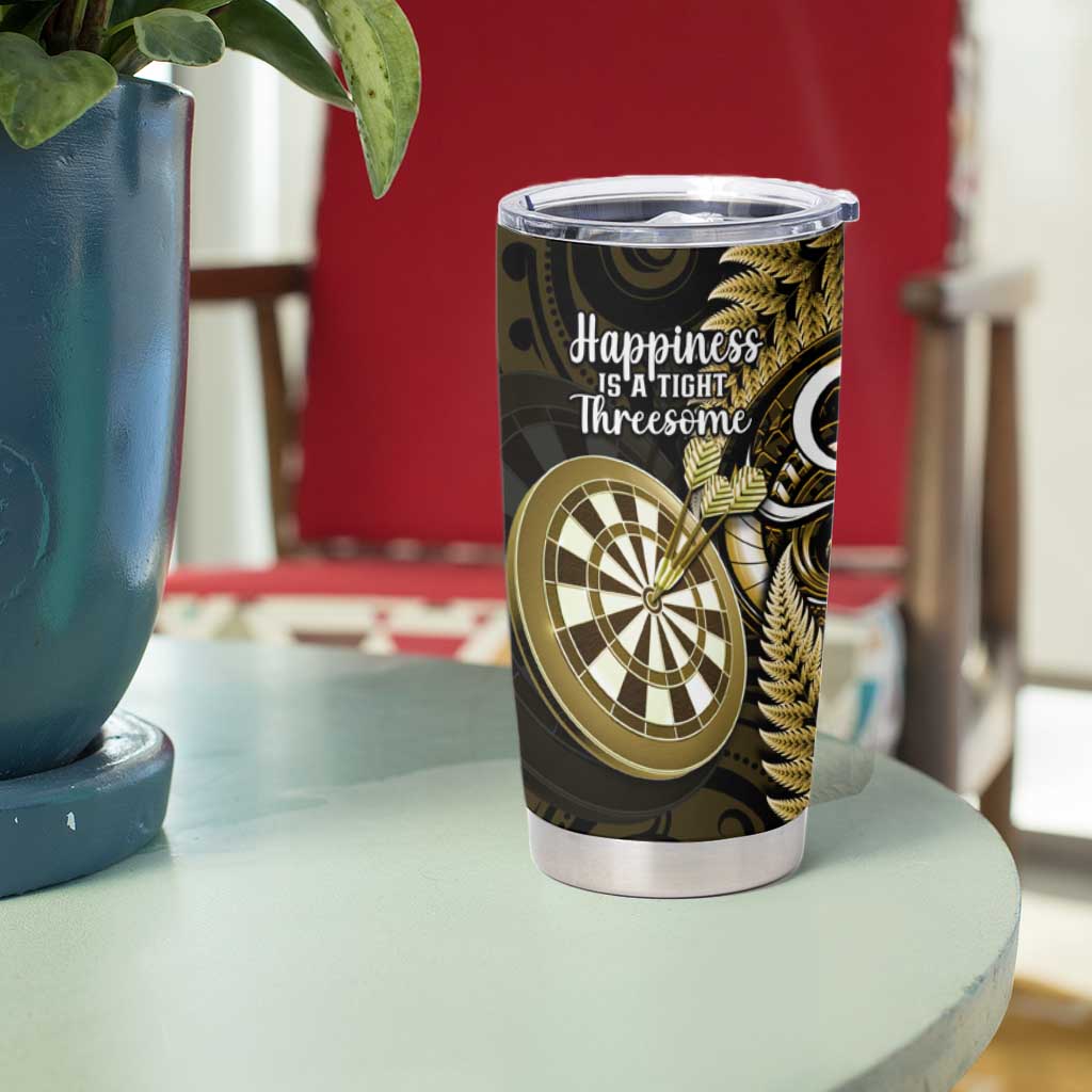 New Zealand Darts Tumbler Cup Happiness Is A Tight Threesome Maori Gold LT14 - Polynesian Pride