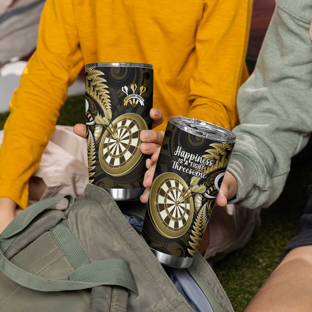 New Zealand Darts Tumbler Cup Happiness Is A Tight Threesome Maori Gold LT14 - Polynesian Pride