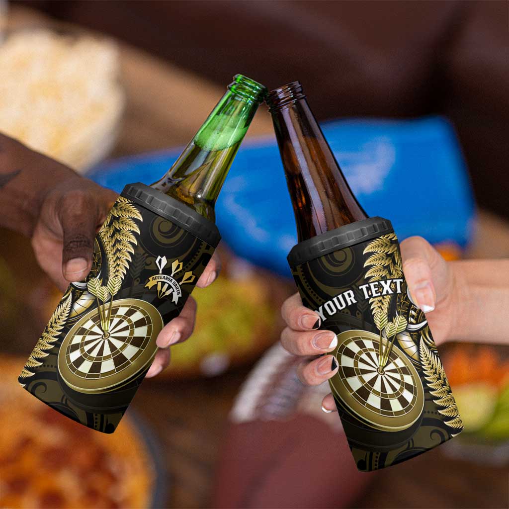 Personalised New Zealand Darts 4 in 1 Can Cooler Tumbler Happiness Is A Tight Threesome Maori Gold LT14 - Polynesian Pride