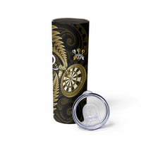 Personalised New Zealand Darts Skinny Tumbler Happiness Is A Tight Threesome Maori Gold LT14 - Polynesian Pride