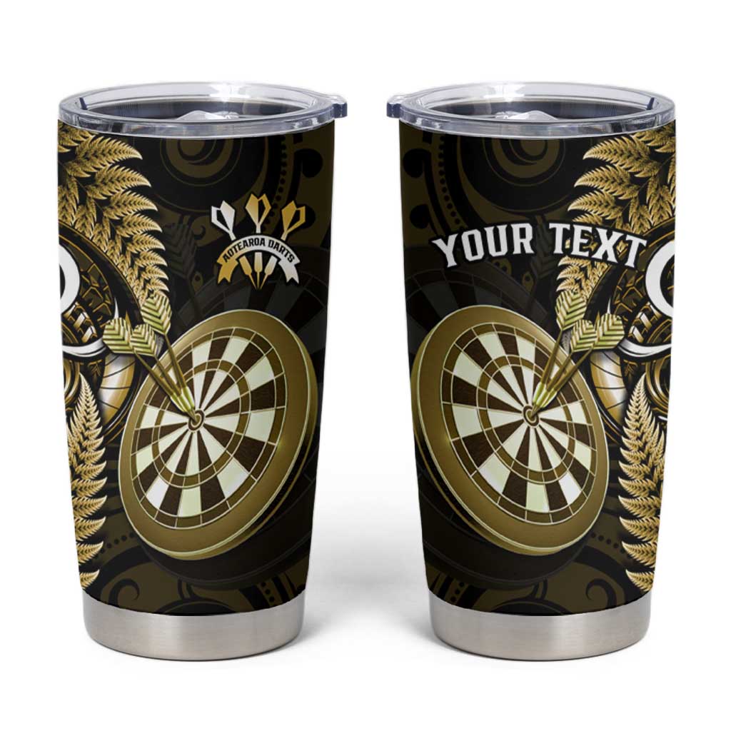 Personalised New Zealand Darts Tumbler Cup Happiness Is A Tight Threesome Maori Gold LT14 Gold - Polynesian Pride