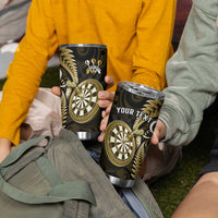 Personalised New Zealand Darts Tumbler Cup Happiness Is A Tight Threesome Maori Gold LT14 - Polynesian Pride