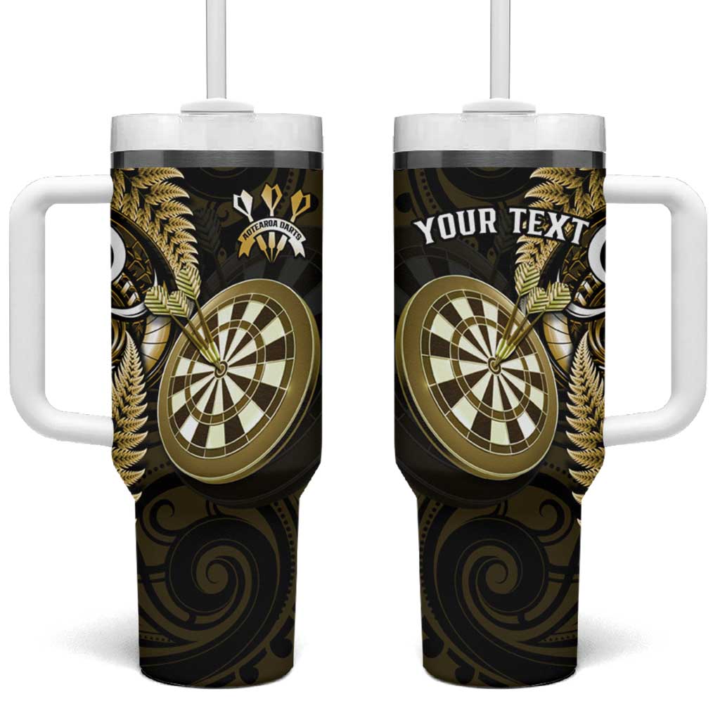 Personalised New Zealand Darts Tumbler With Handle Happiness Is A Tight Threesome Maori Gold LT14 One Size: 40 oz Gold - Polynesian Pride